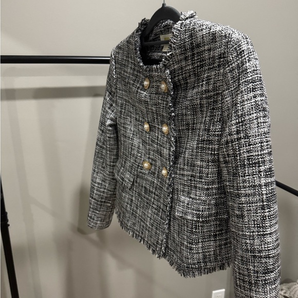Maeve Anthropologie Lady Jacket - Channel  Vibe Size 0 Black and White Tweed - Picture 5 of 8